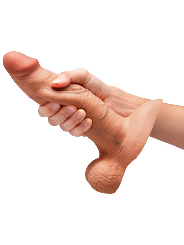 b - Vibe Slipskin Realistic Silicone Dildo - 8 in. Girthy Mocha
