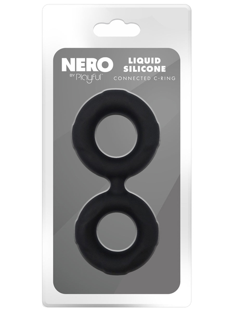 Nero by Playful Liquid Silicone Connected C-Ring Black