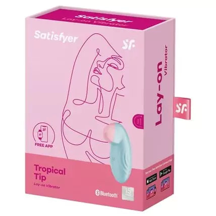 Satisfyer Tropical Tip Connect App Vibrator light blue box