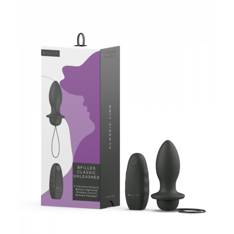 B-Swish Bfilled Classic Unleashed Vibrating Anal Plug - Box - Slate