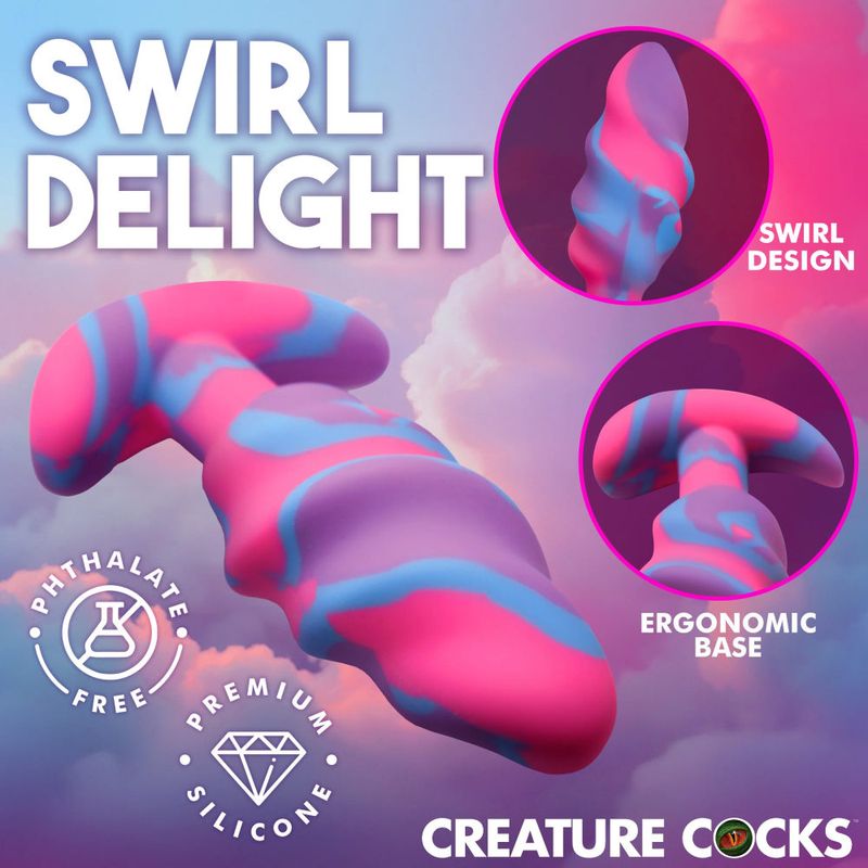 Unicorn Swirl Silicone Butt Plug Medium