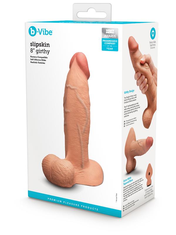 b - Vibe Slipskin Realistic Silicone Dildo - 8 in. Girthy Mocha