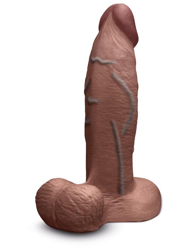b - Vibe Slipskin Realistic Silicone Dildo - 8 in. Girthy Brown