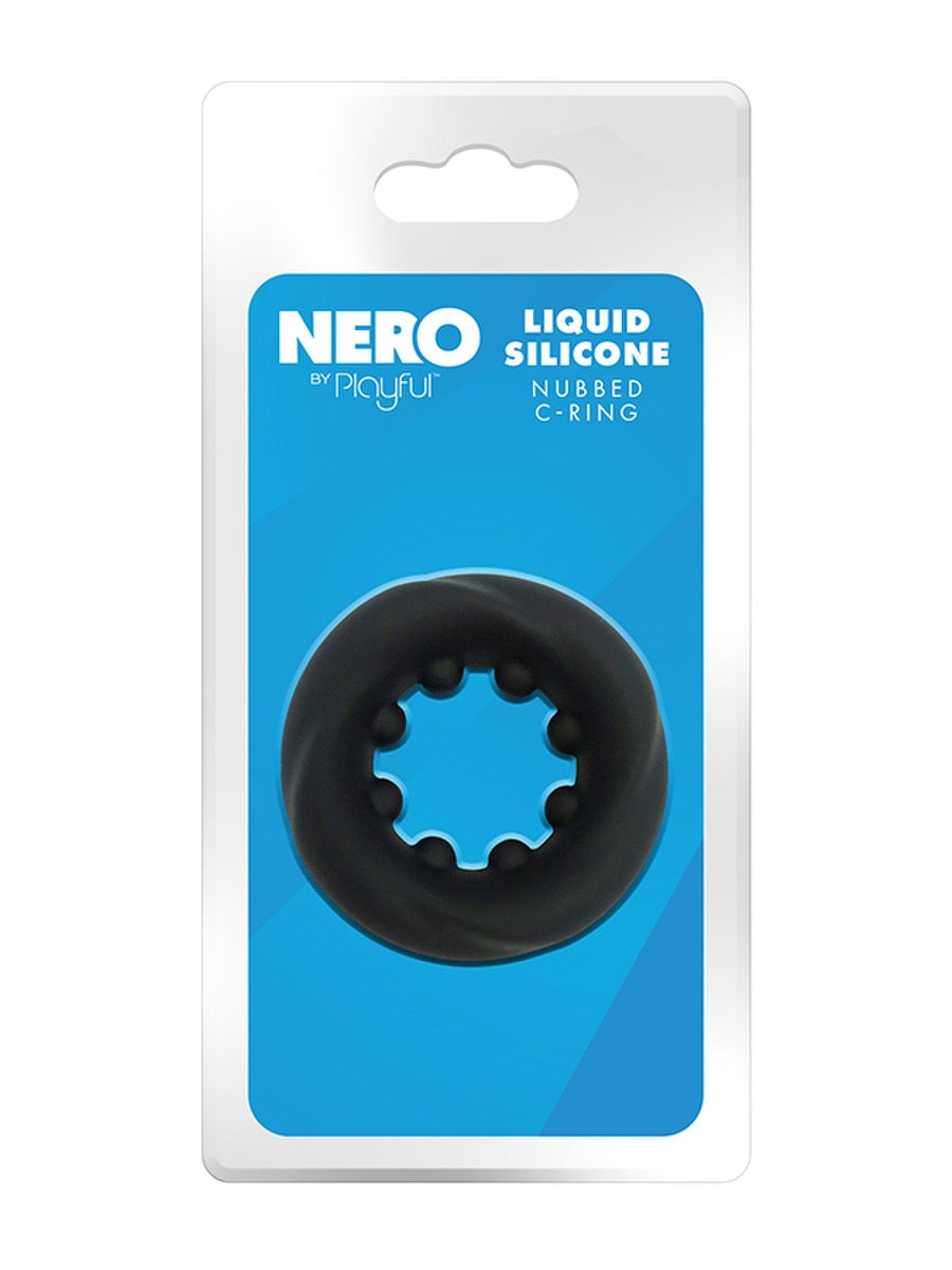 Nero by Playful Liquid Silicone Nubbed C-Ring Black