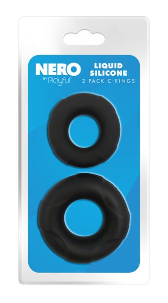 Nero by Playful Liquid Silicone C-Rings - 2 Pack Black