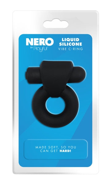 Nero by Playful Liquid Silicone Vibe C-Ring Black