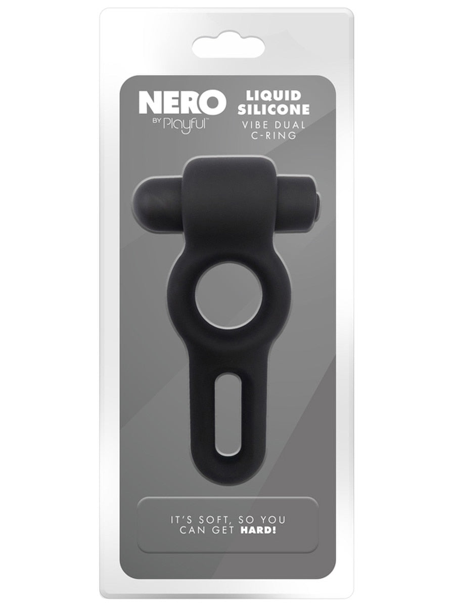 Nero by Playful Liquid Silicone Vibe Dual C-Ring Black