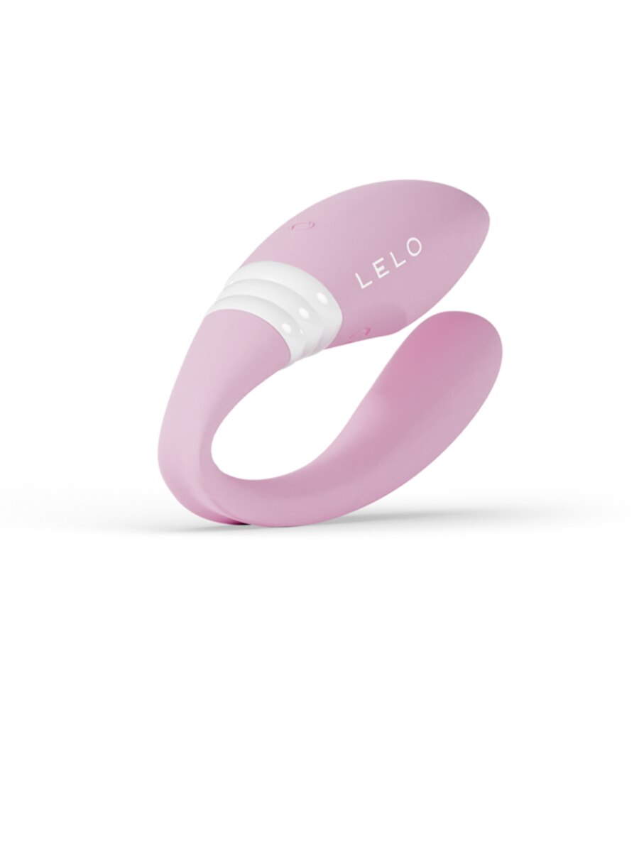 Pink and white Lelo product on a white background