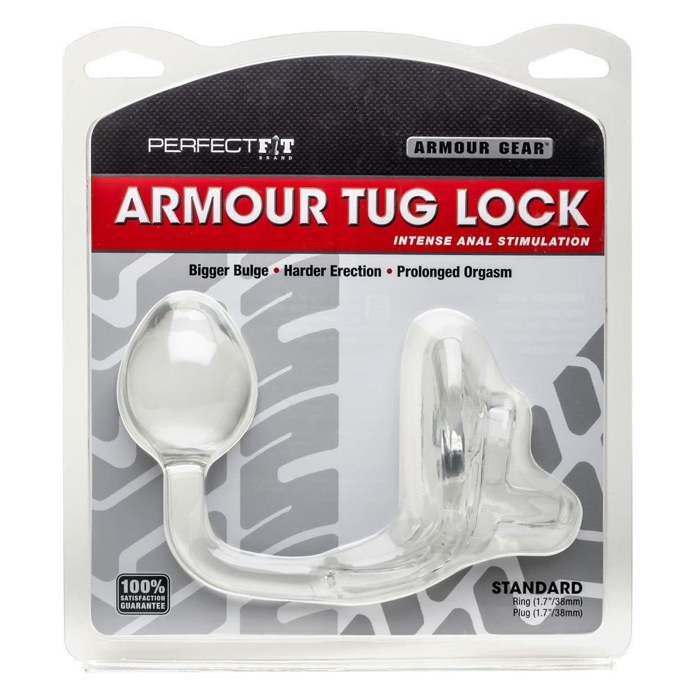 Perfect Fit Armour Tug Lock Anal Plug with Cock Ring Medium