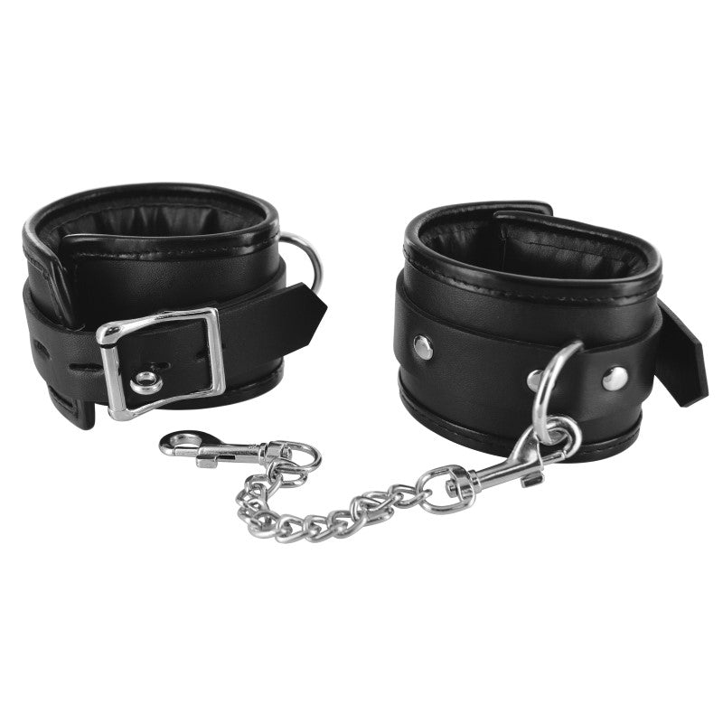 Strict Padded Bondage Wrist Cuffs with Chain