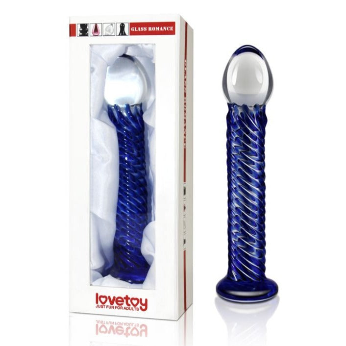  Lovetoy Glass Romance 7.5" Dildo with box - Blue