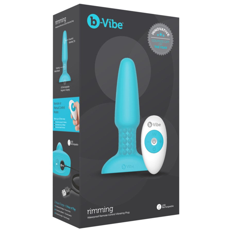 B-Vibe USB Rechargeable Rimming Plug - Teal Box