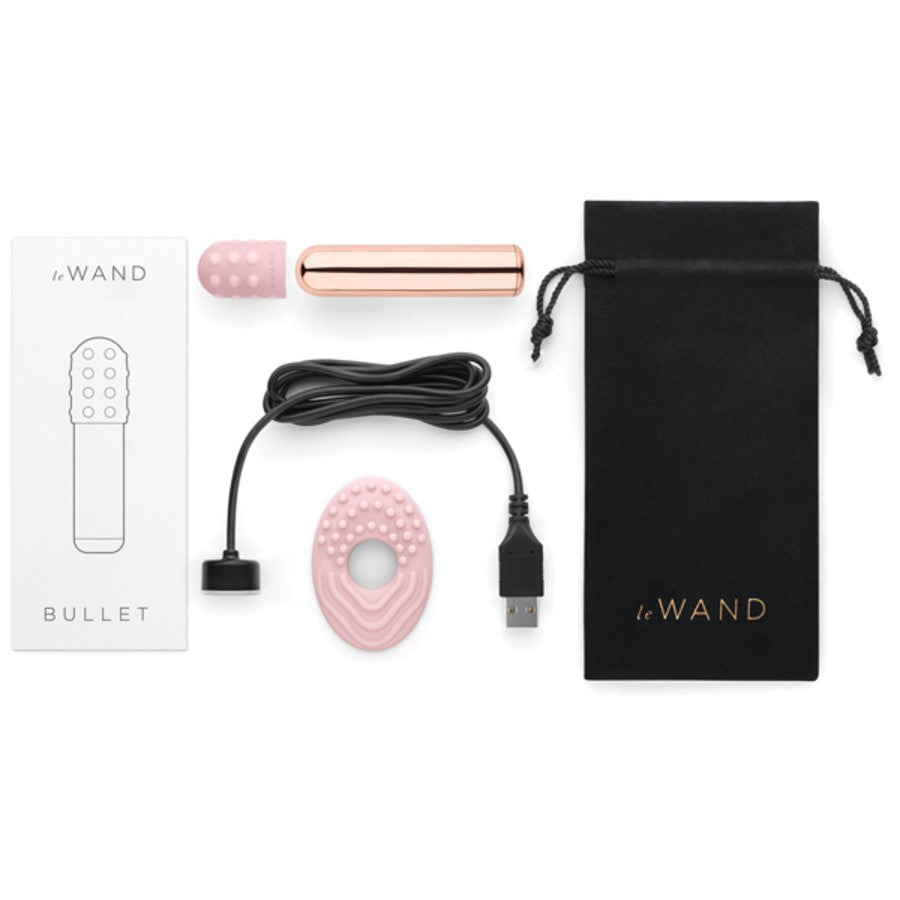 Le Wand Chrome Bullet Massager with accessories