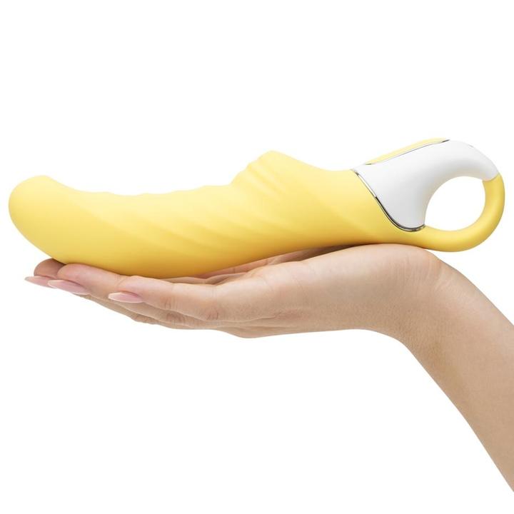 Satisfyer Vibes Yummy Sunshine G-Spot Vibrator on hands