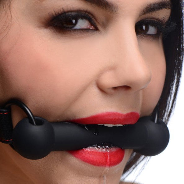 girl use Easy Toys Fetish Collection Silicone Bit Gag close up view