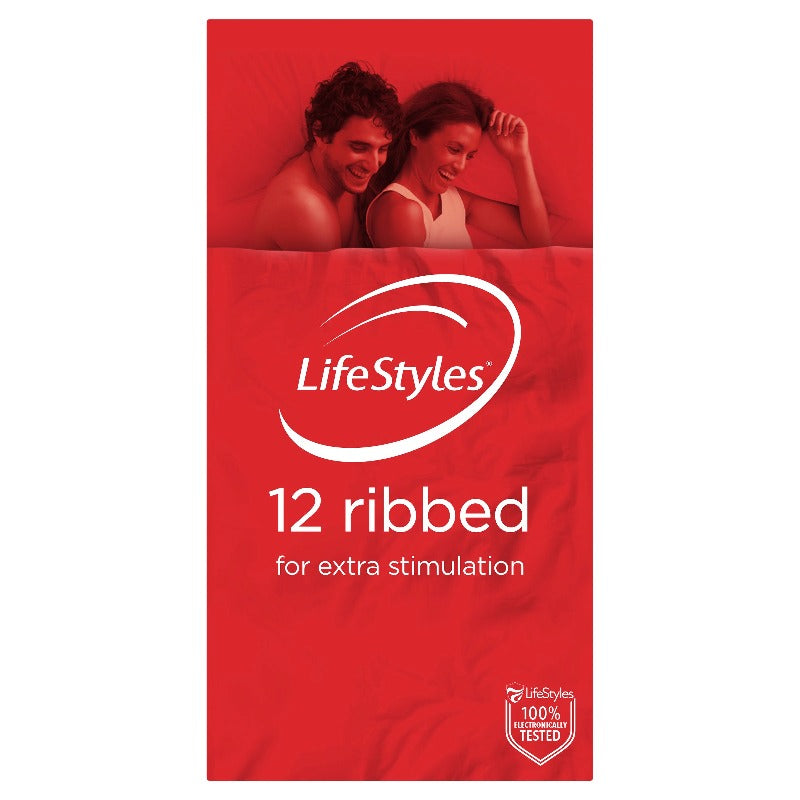 LifeStyles Ribbed Condoms 12pc box front view