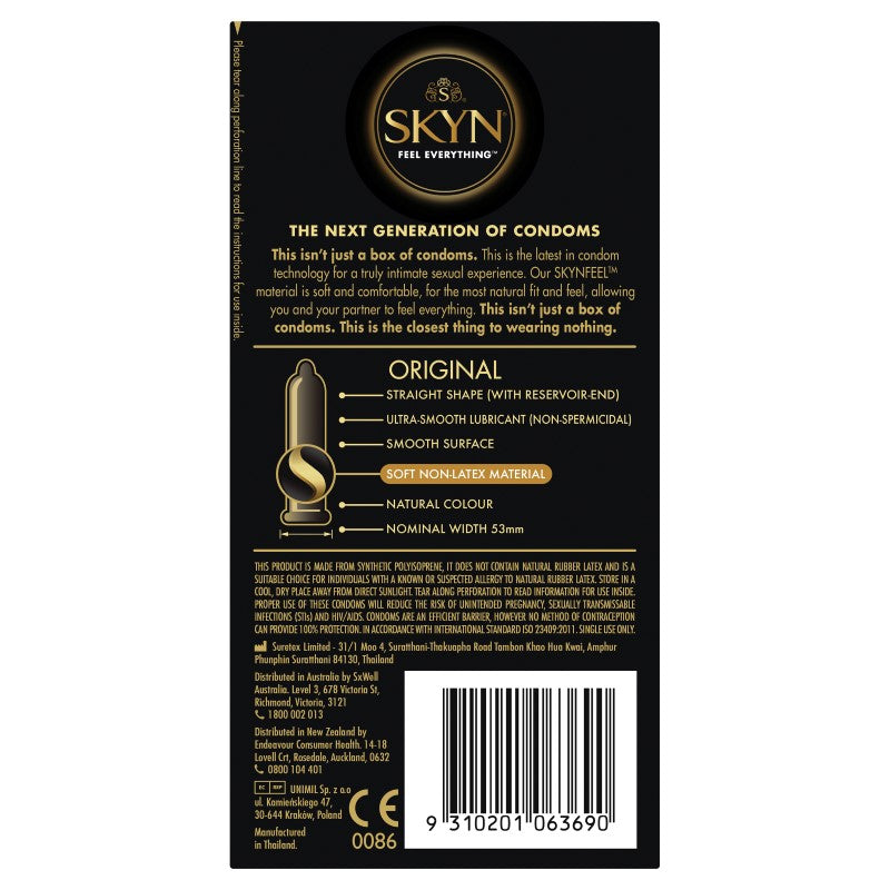 LifeStyles SKYN Original Condoms 10pc - Back View