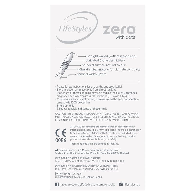 LifeStyles Zero with Dots Condoms 10pc