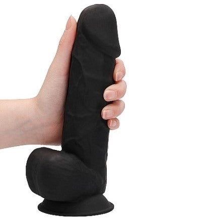 Real Rock Silicone Dual Density Dildo with Balls 8.5"