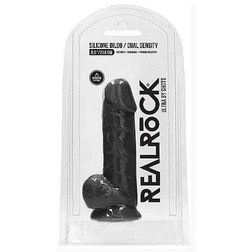 Real Rock Silicone Dual Density Dildo with Balls 8.5"