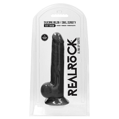 Real Rock Silicone Dual Density Dildo with Balls 9.5"