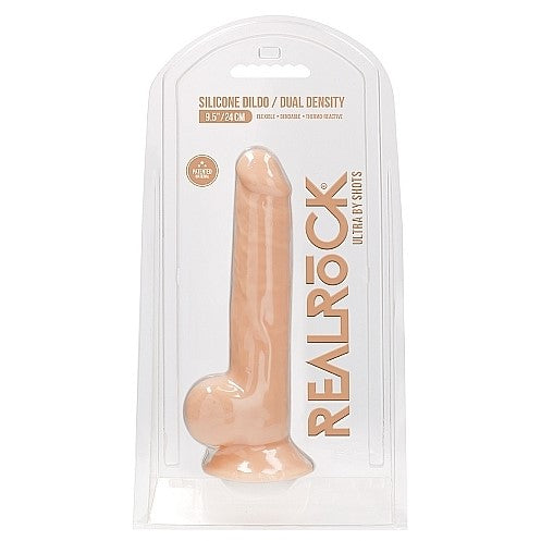 Real Rock Silicone Dual Density Dildo with Balls 9.5"