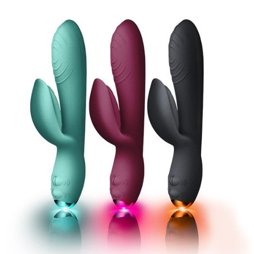 Rocks Off Every Girl Rabbit Vibrator - Burgundy, Teal and Black