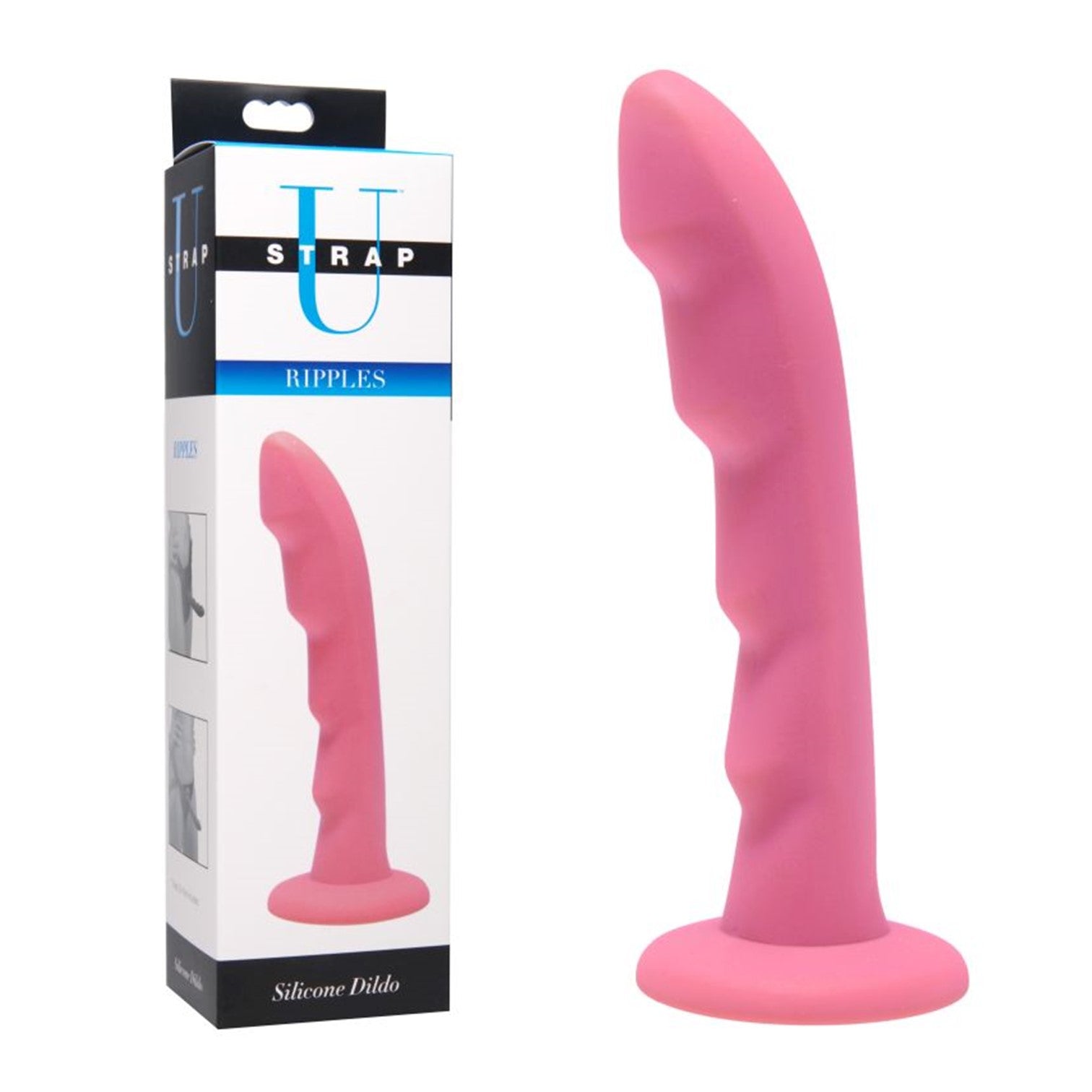 Strap U Ripples Silicone Dildo with box