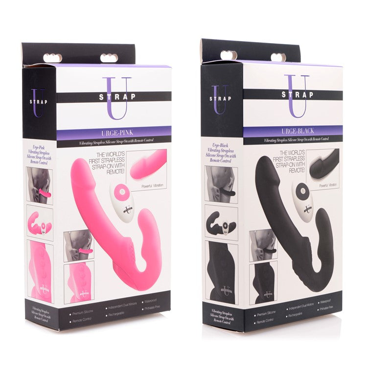 Strap U Urge Strapless Strap On with Remote Pink and black box