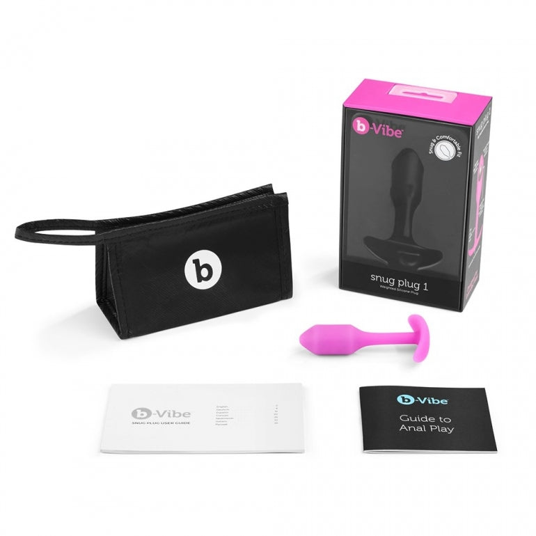 B-Vibe Snug Plug 1 Anal Plug FUCHSIA full set