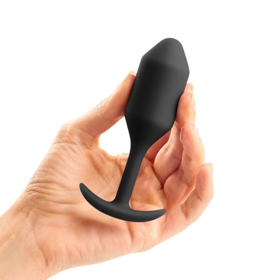 B-Vibe Snug Plug 2 Anal Plug-black-on hands