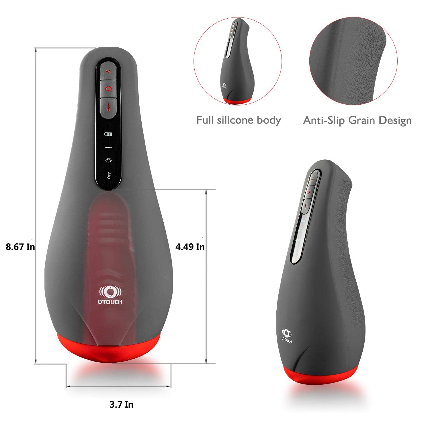 OTouch Airturn 1 Heating Masturbator features & dimensions