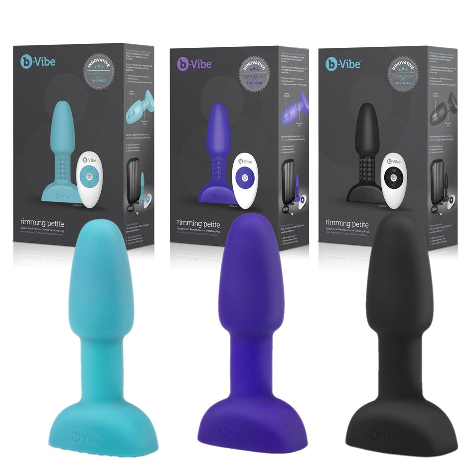 B-Vibe USB Rechargeable Petite Rimming Plug - purple - Teal - Black