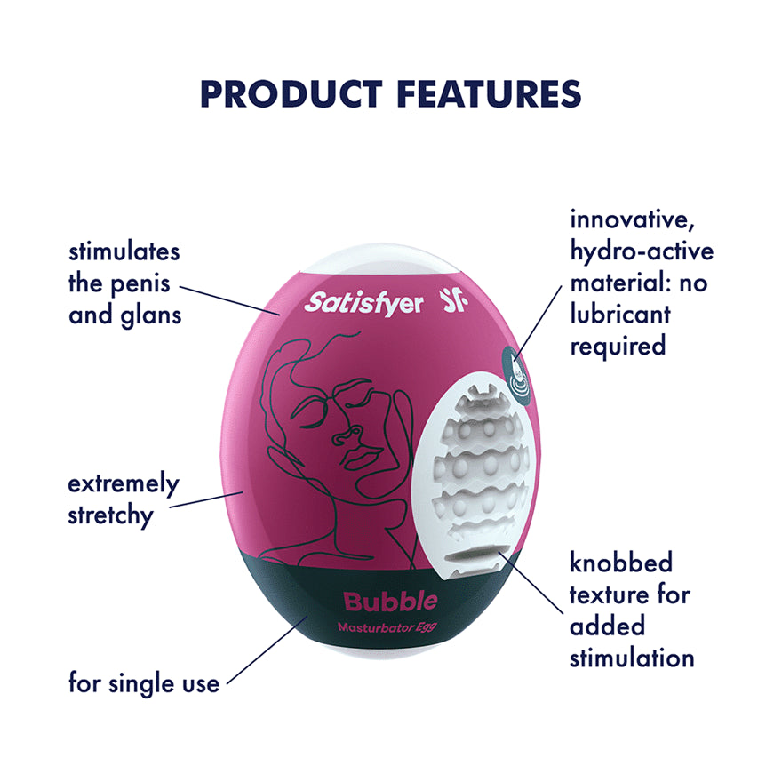 Satisfyer Male Masturbator Egg - Bubble - Features