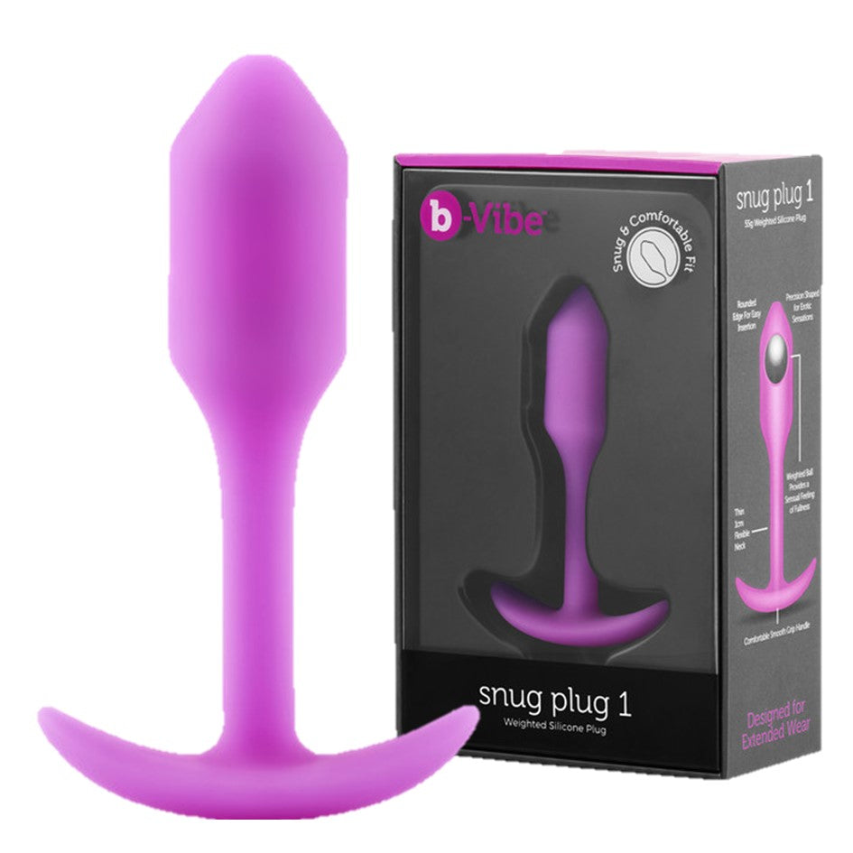 B-Vibe Snug Plug 1 Anal Plug FUCHSIA with box